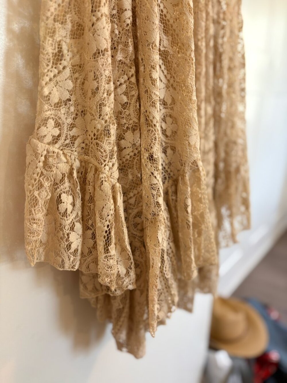 Long Bohemian Strapless Lace Dress from Free People, XS, Cream - Picture 4 of 7